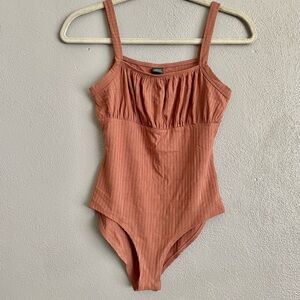 Wild Fable Bodysuit Size Small Tank Ribbed Bodysuit Rust Color Brown Tan NWT